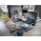 Sofa etnike me dy vendesh të mbushur në pëlhurë lara-lara dhe druri - fibër Viadurini