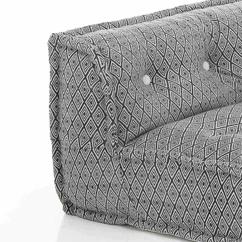 Sofa etnike me dy vendesh të mbushur në pëlhurë lara-lara dhe druri - fibër Viadurini