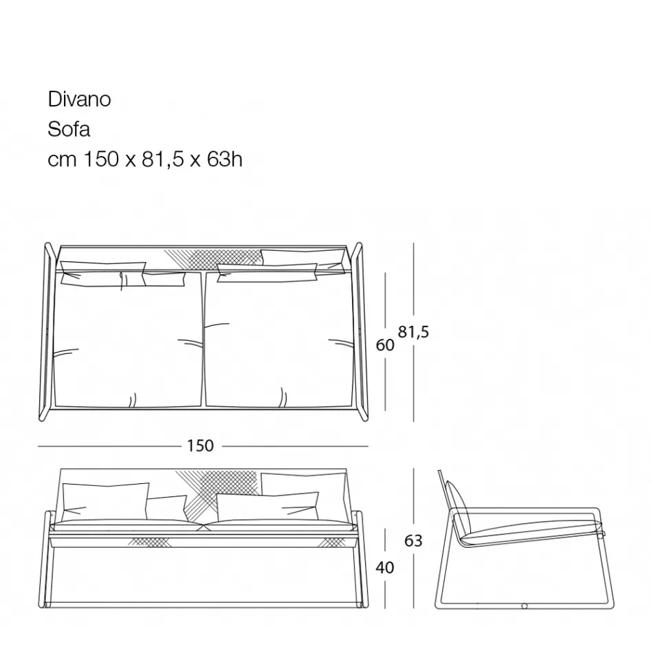 Divan Metal për Kopshtin Modern me cilësi të lartë Prodhuar në Itali - Karol Viadurini