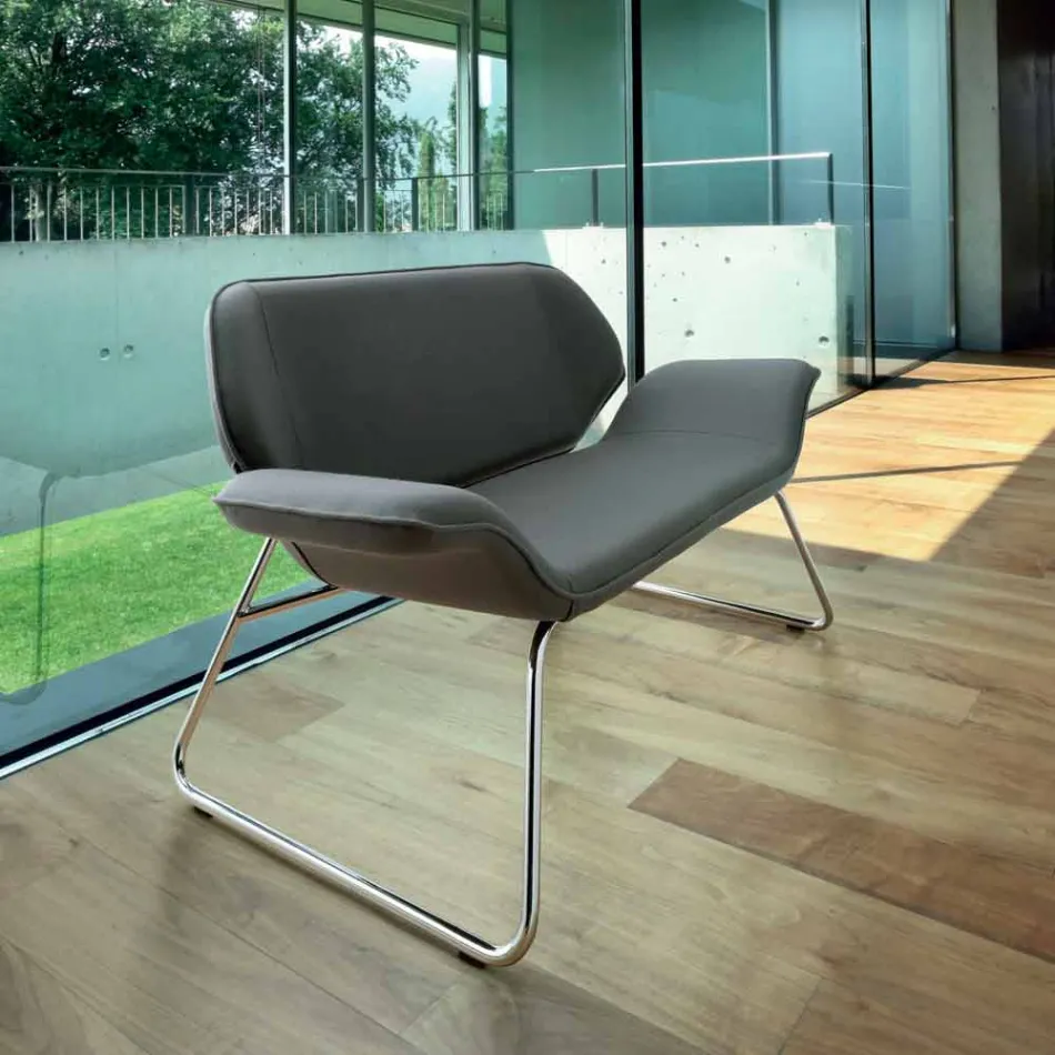 Made in Italy Cesare lëkure imitimi prej lëkure divan që pret Viadurini