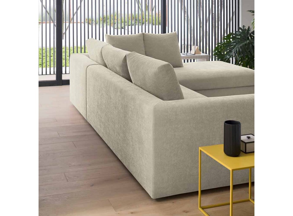 Krevat divani këndor me pëlhurë ngjyrë bezhë Prodhuar në Itali - Ortensia Viadurini
