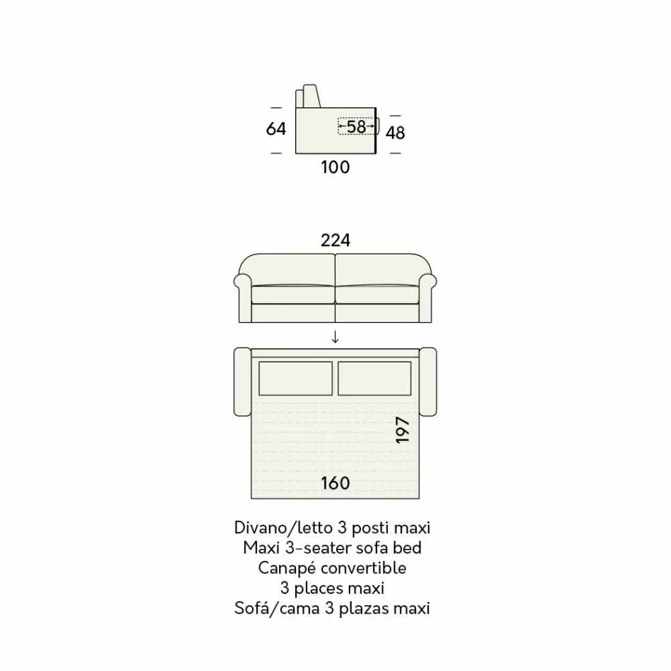 Krevat divani dyshe me pëlhurë dizajni prodhuar në Itali - Anemone Viadurini