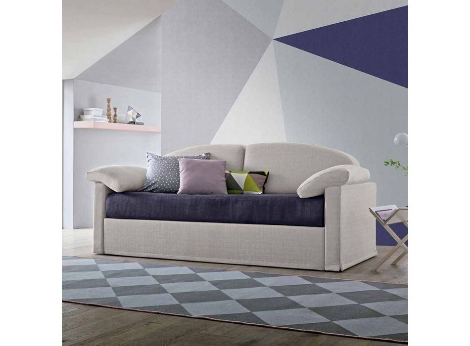 Krevat divan teke me kontejner të mbuluar me pëlhurë të prodhuar në Itali - Kayla Viadurini