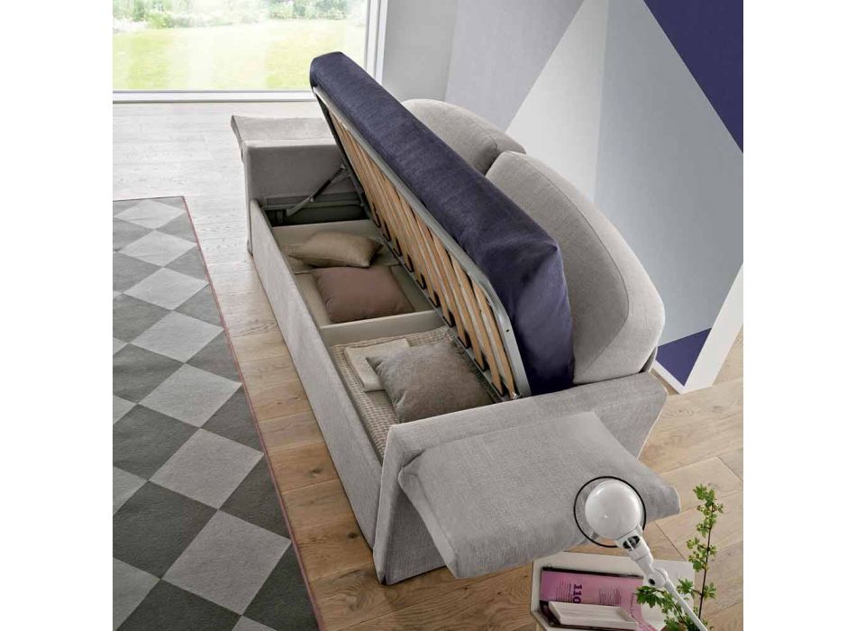 Krevat divan teke me kontejner të mbuluar me pëlhurë të prodhuar në Itali - Kayla Viadurini
