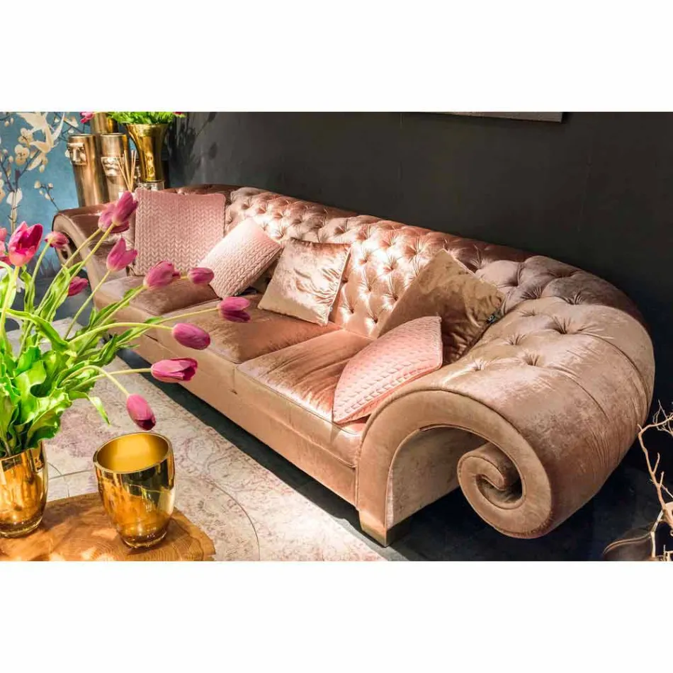 Divan prej liri në pëlhurë të stilit klasik capitonné Baloo Viadurini