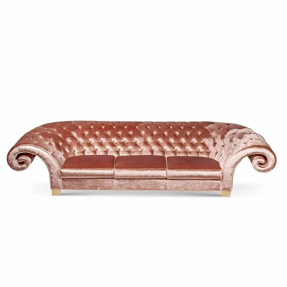 Divan prej liri në pëlhurë të stilit klasik capitonné Baloo Viadurini