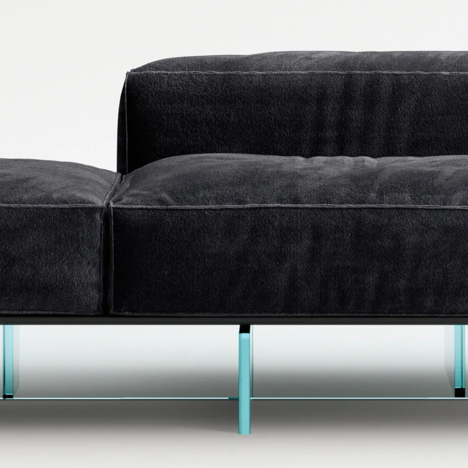 Saphir - Divan Modern Modular me Bazë Qelqi, Prodhuar në Itali Viadurini