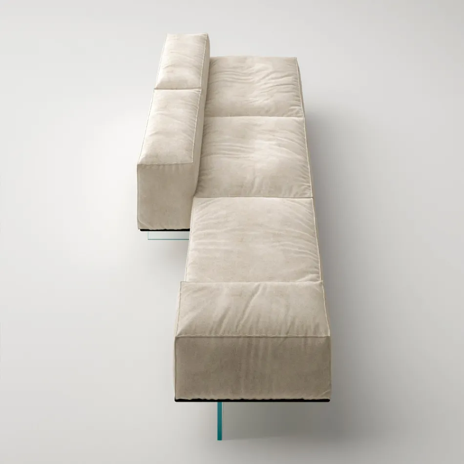 Saphir - Divan Modern Modular me Bazë Qelqi, Prodhuar në Itali Viadurini