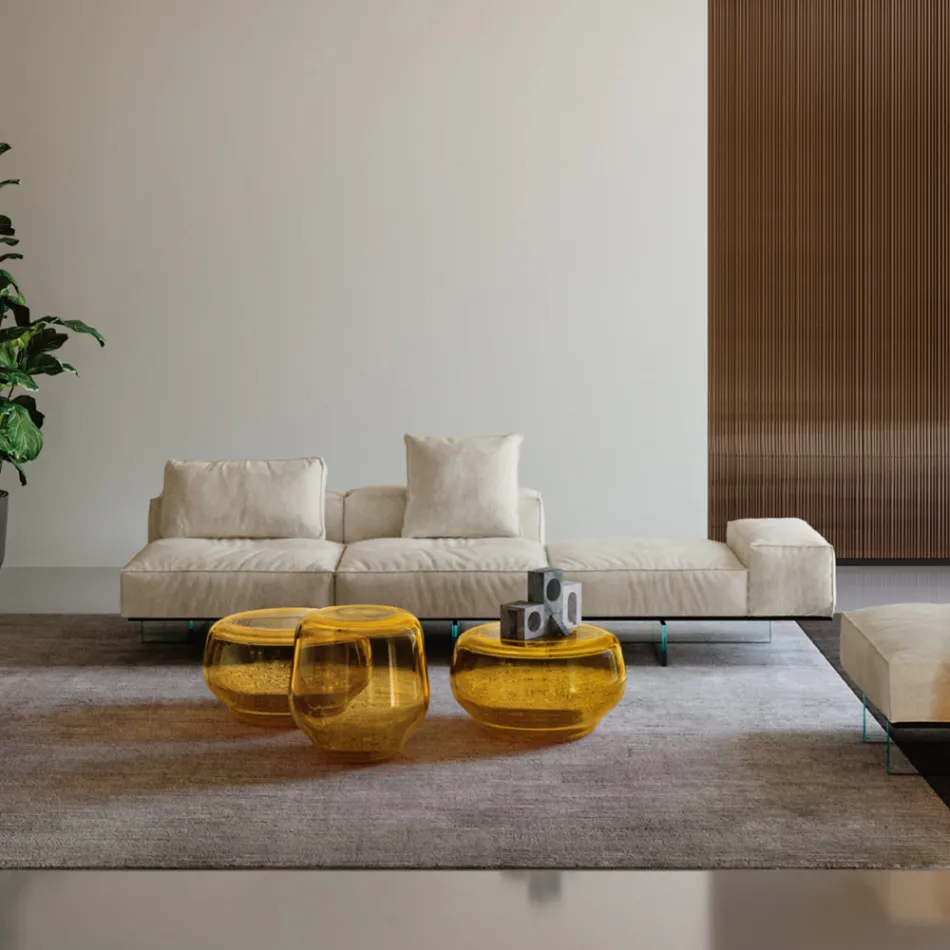 Saphir - Divan Modern Modular me Bazë Qelqi, Prodhuar në Itali Viadurini