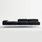 Saphir - Divan Modern Modular me Bazë Qelqi, Prodhuar në Itali Viadurini