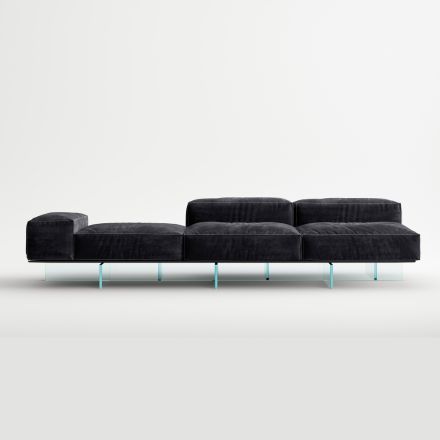 Saphir - Divan Modern Modular me Bazë Qelqi, Prodhuar në Itali Viadurini