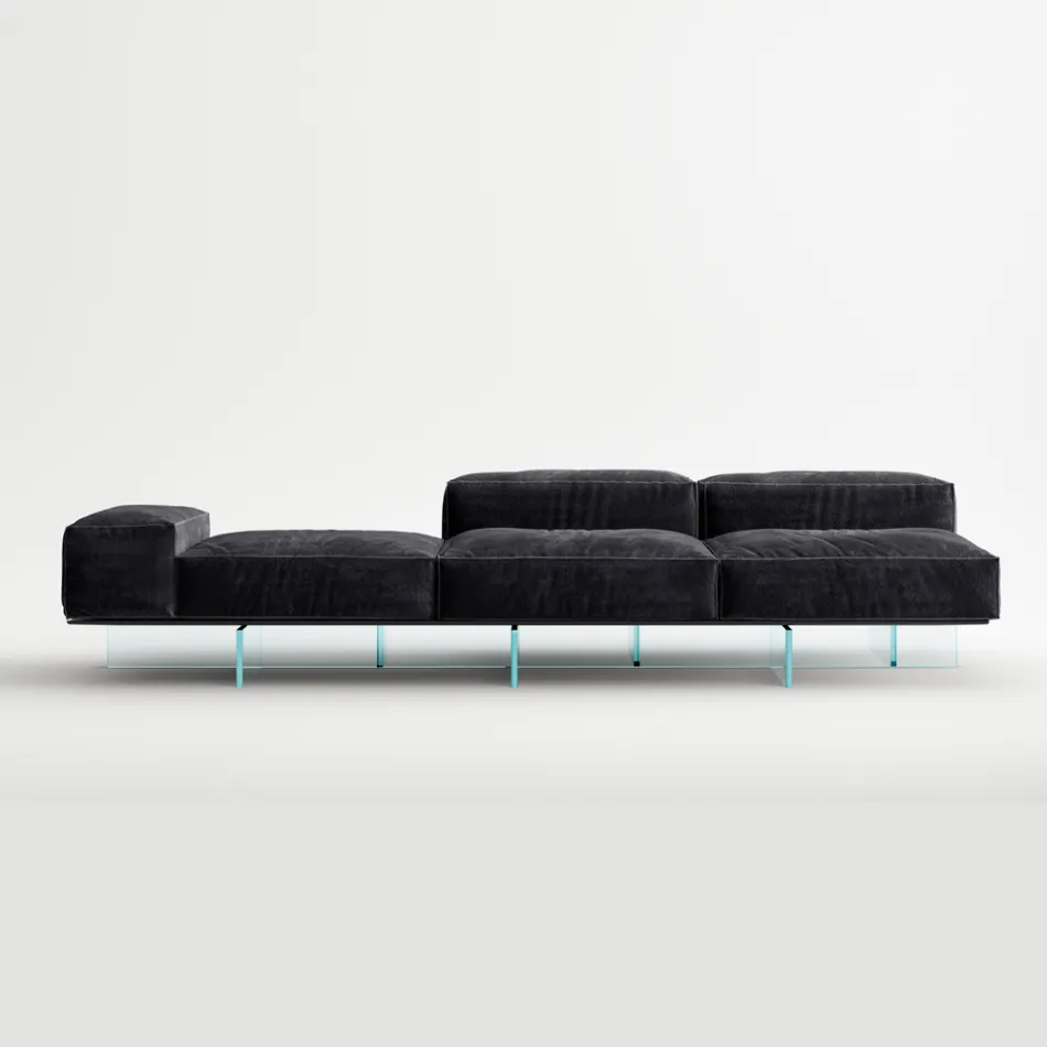 Saphir - Divan Modern Modular me Bazë Qelqi, Prodhuar në Itali Viadurini