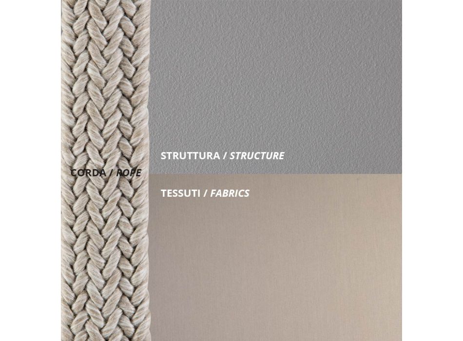 Divan i jashtëm i përmasave të ndryshme çeliku dhe litar me jastëkë Prodhuar në Itali - Helga Viadurini