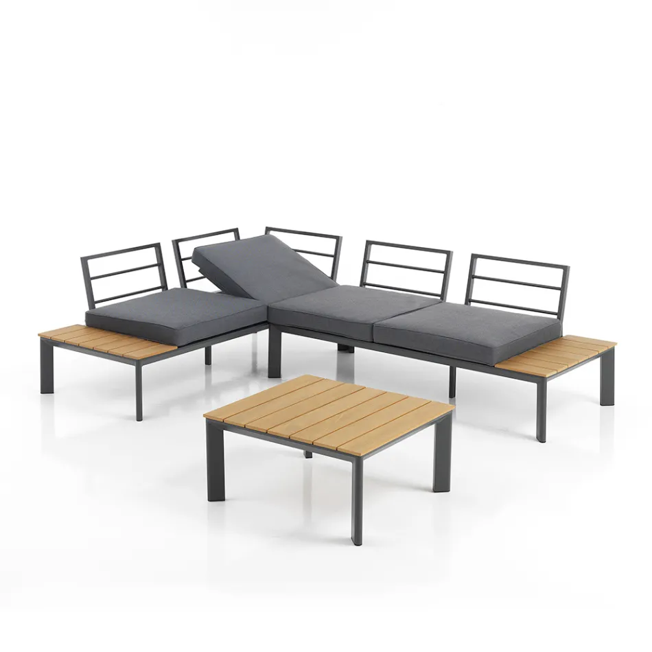 Divan i konvertueshëm në shezlong me mbështetëse të rregullueshme dhe tavolinë kafeje - Finir Viadurini