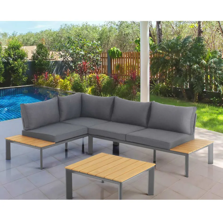 Divan i konvertueshëm në shezlong me mbështetëse të rregullueshme dhe tavolinë kafeje - Finir Viadurini