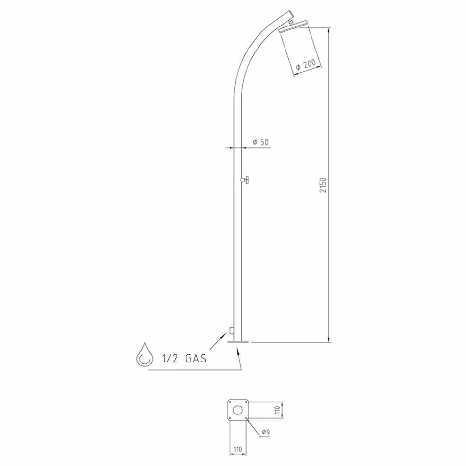 Dush i jashtëm me çezmë çeliku inox prodhuar në Itali - Yuki Viadurini