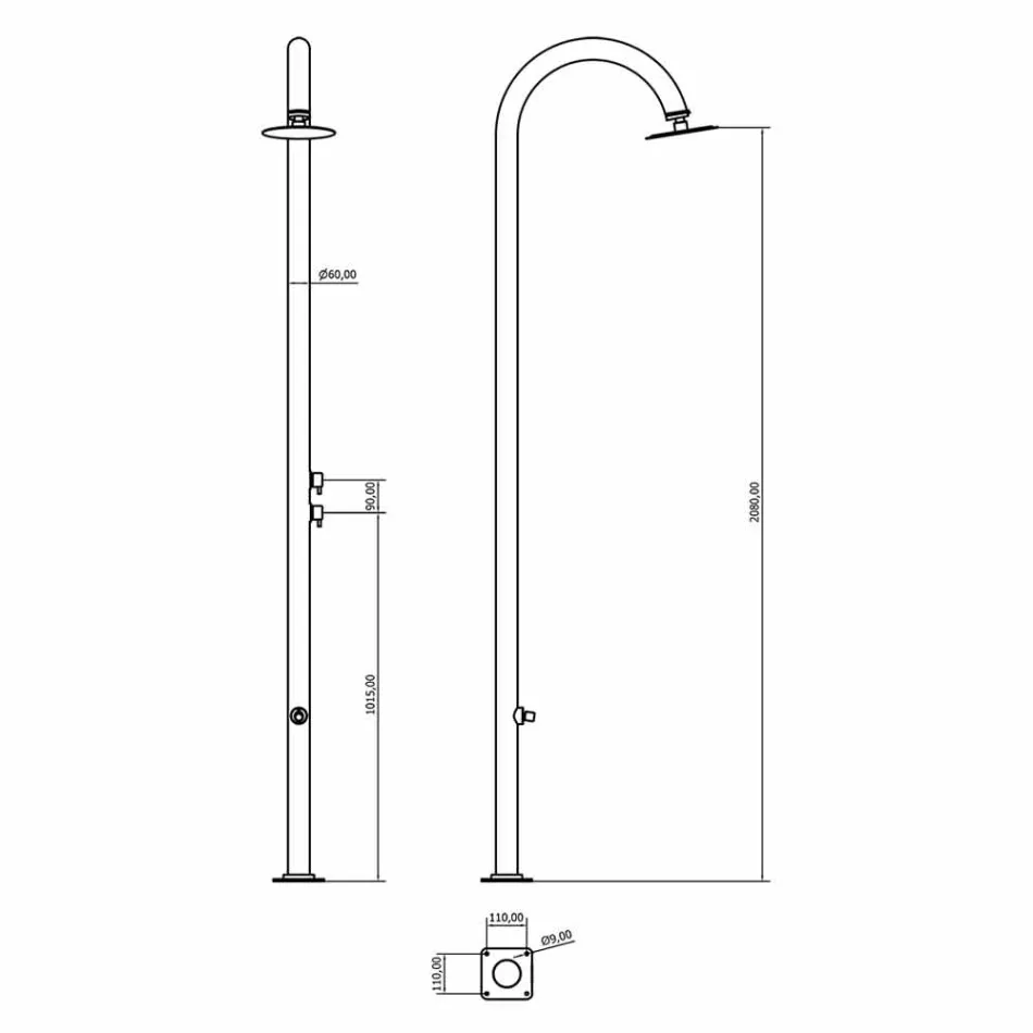 Dush kopsht me krom të çelik inox me larje këmbësh prodhuar në Itali - Marlen Viadurini