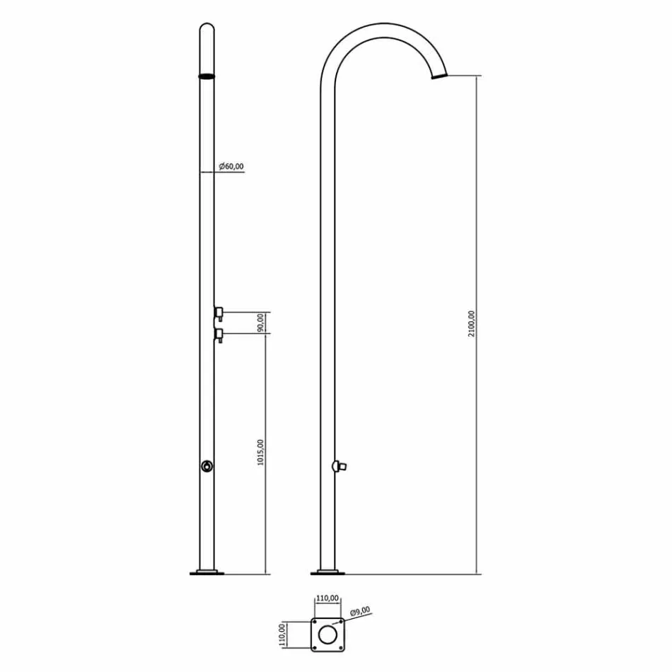 Dush kopsht me krom të çelik inox me larje këmbësh prodhuar në Itali - Marlen Viadurini