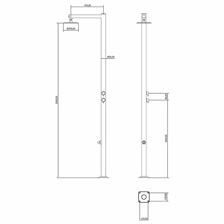 Dush kopshti në çelik të pandryshkshëm të kromuar me rondele këmbësh Prodhuar në Itali - Modeo Viadurini