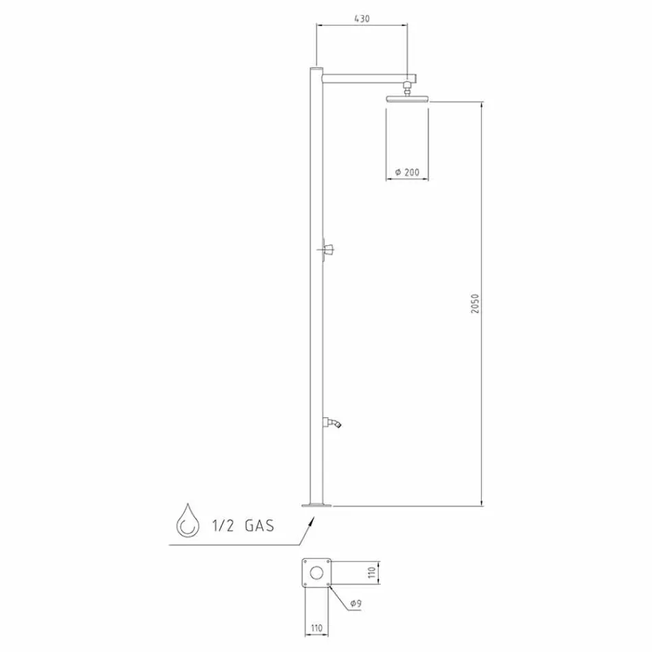 Dush i jashtëm prej çeliku të pandryshkshëm me rubinet me kohë i prodhuar në Itali - Modeo Viadurini