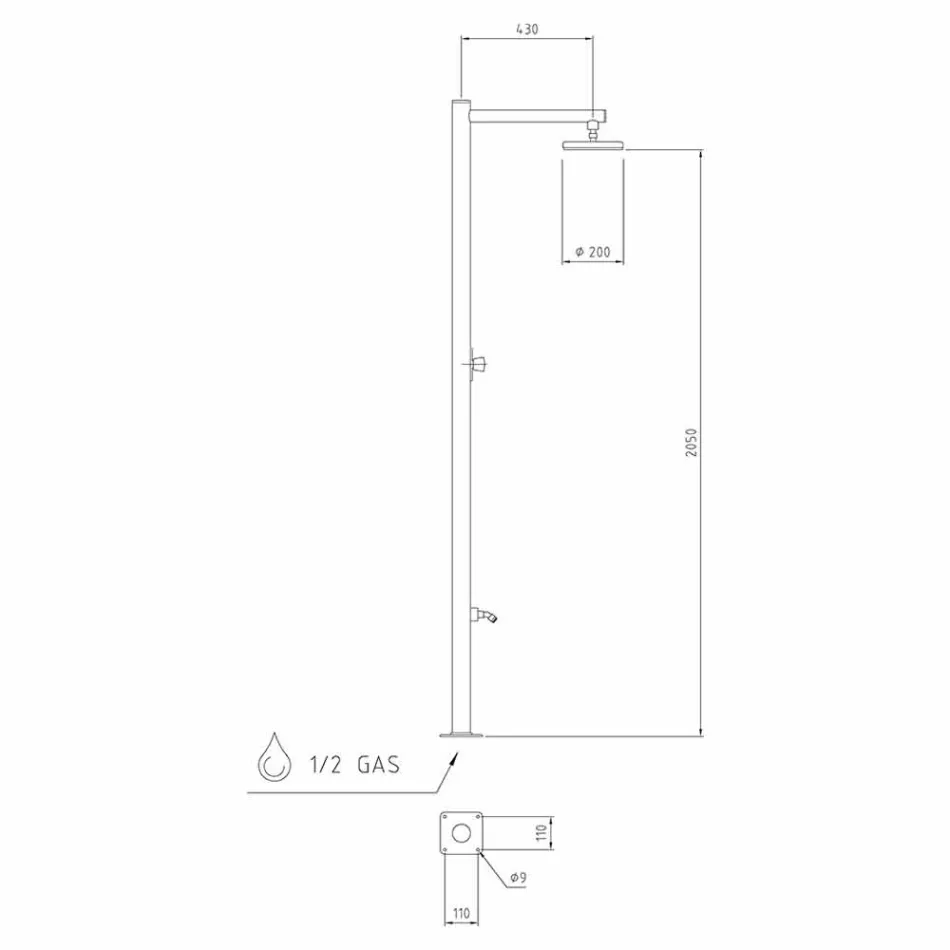 Dush i jashtëm në çelik të pandryshkshëm të kromuar me mikser të prodhuar në Itali - Modeo Viadurini