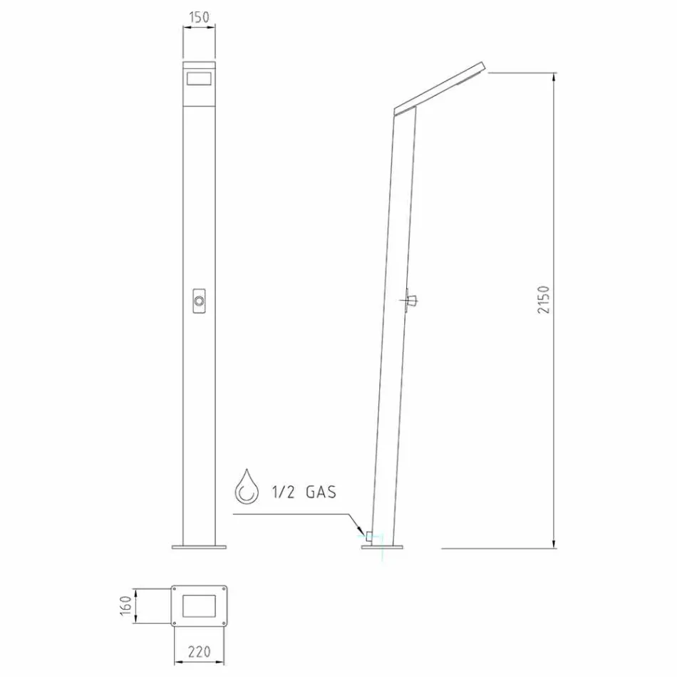 Dush kopsht diellor në çelik me avion ujëvarë prodhuar në Itali - Werner Viadurini