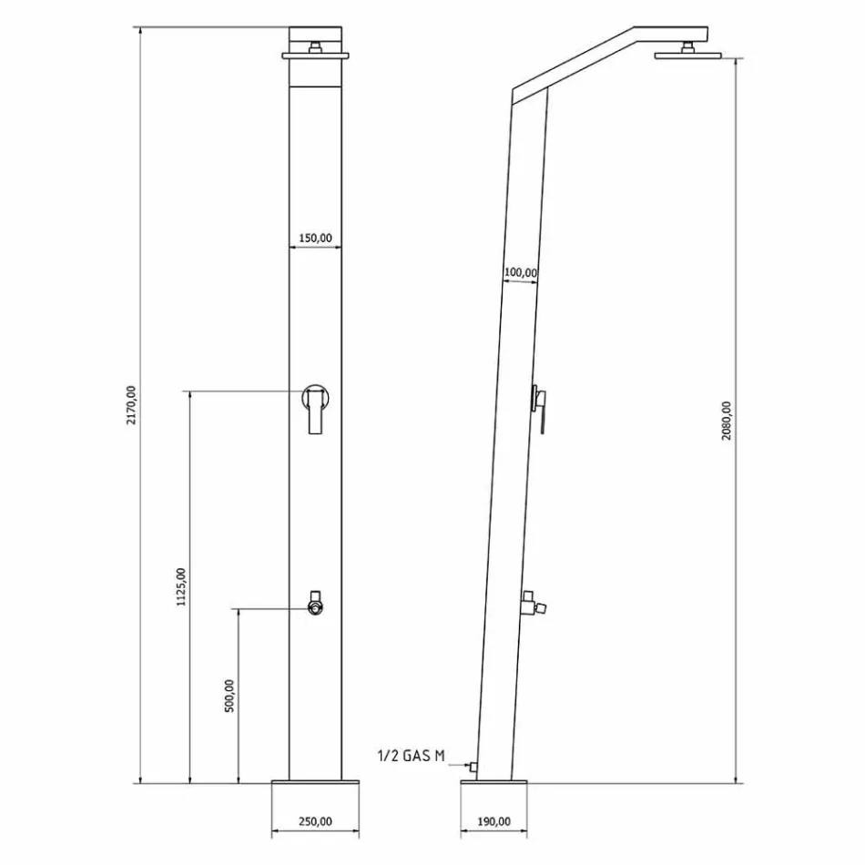 Dush kopsht diellor në çelik të pandryshkshëm të pikturuar në të Zi prodhuar në Itali - Werner Viadurini