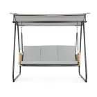 Lëkundje në natyrë me 3 vende në mbështetëse krahësh prej çeliku dhe polirattan - Settle Viadurini