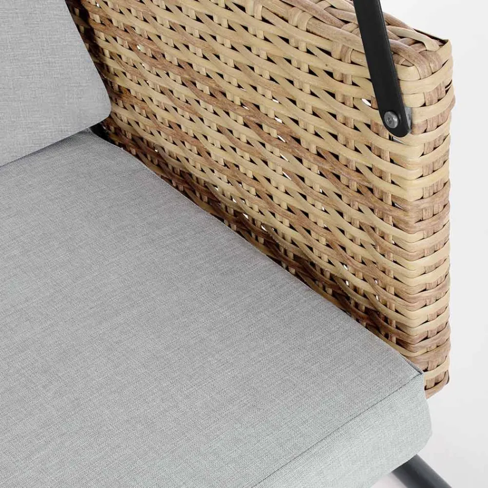 Lëkundje në natyrë me 3 vende me mbështetëse krahësh prej çeliku dhe polirattan - Settle Viadurini