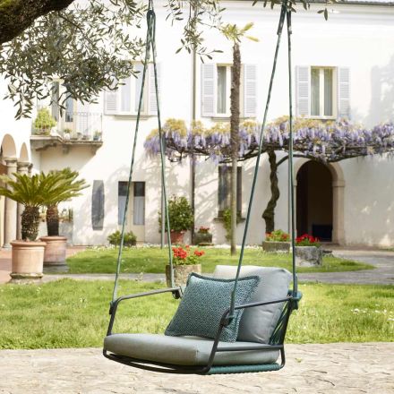 Lëkundje kopshti me ndenjëse dhe mbështetëse në litar detar Prodhuar në Itali - Lisafilo Viadurini