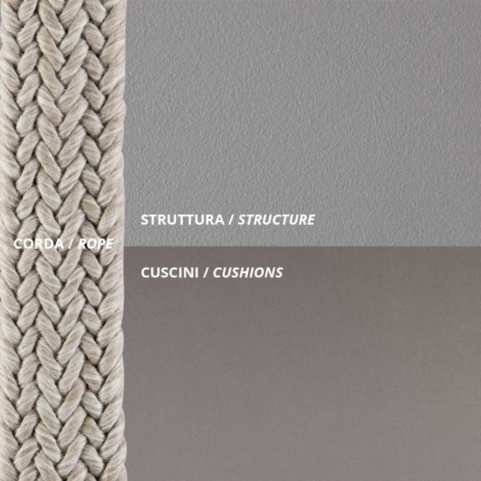 Luhatje kopshti çeliku me litarë dhe jastëkë të përfshirë Made in Italy - Bronn Viadurini