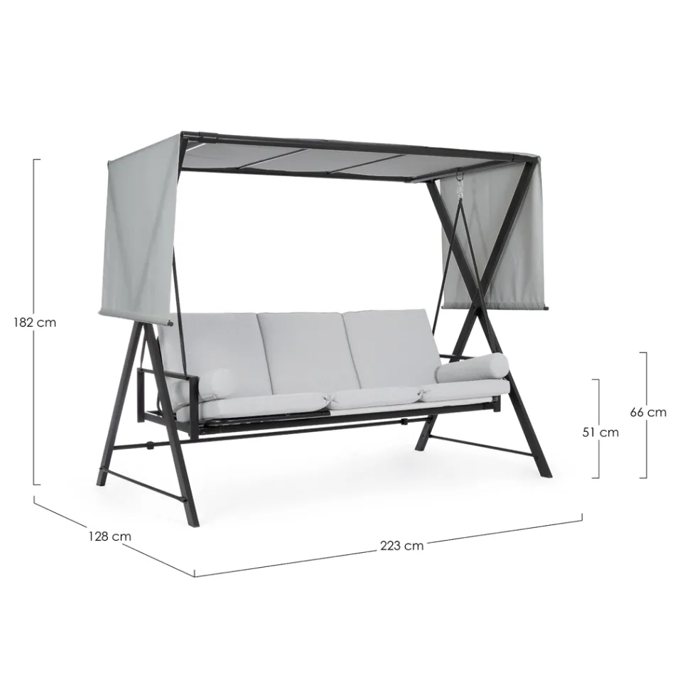 Swing Convertible në një shtrat për kopshtin në çelik dhe pëlhurë - Kujtoni  Viadurini