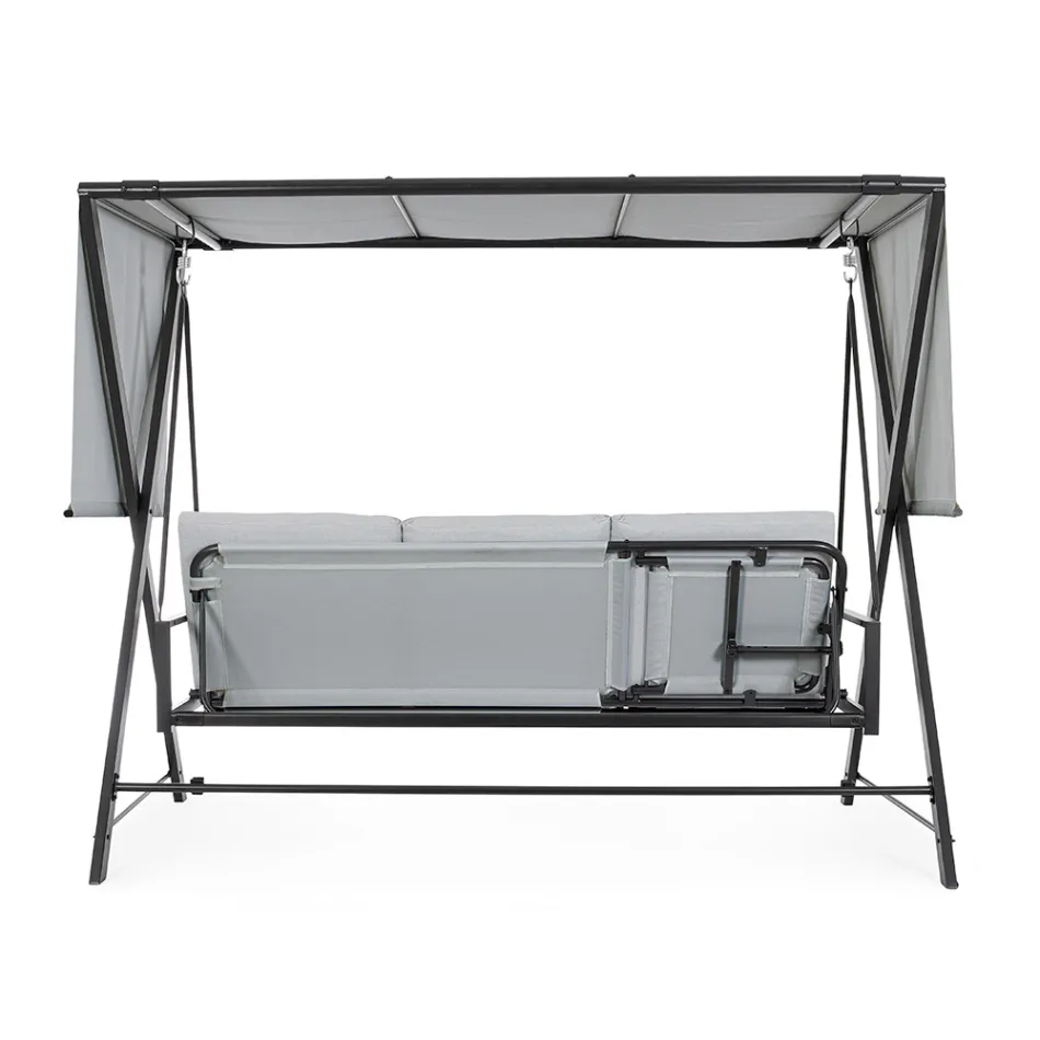 Swing Convertible në një shtrat për kopshtin në çelik dhe pëlhurë - Kujtoni  Viadurini