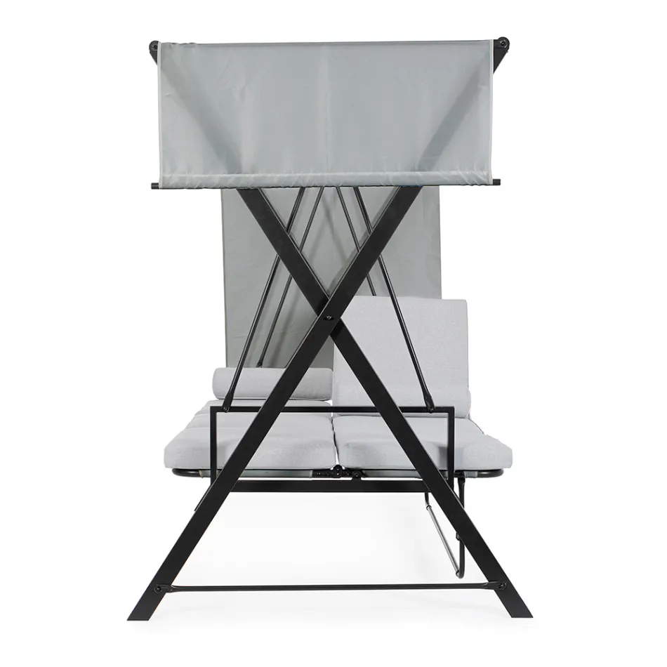 Swing Convertible në një shtrat për kopshtin në çelik dhe pëlhurë - Kujtoni  Viadurini