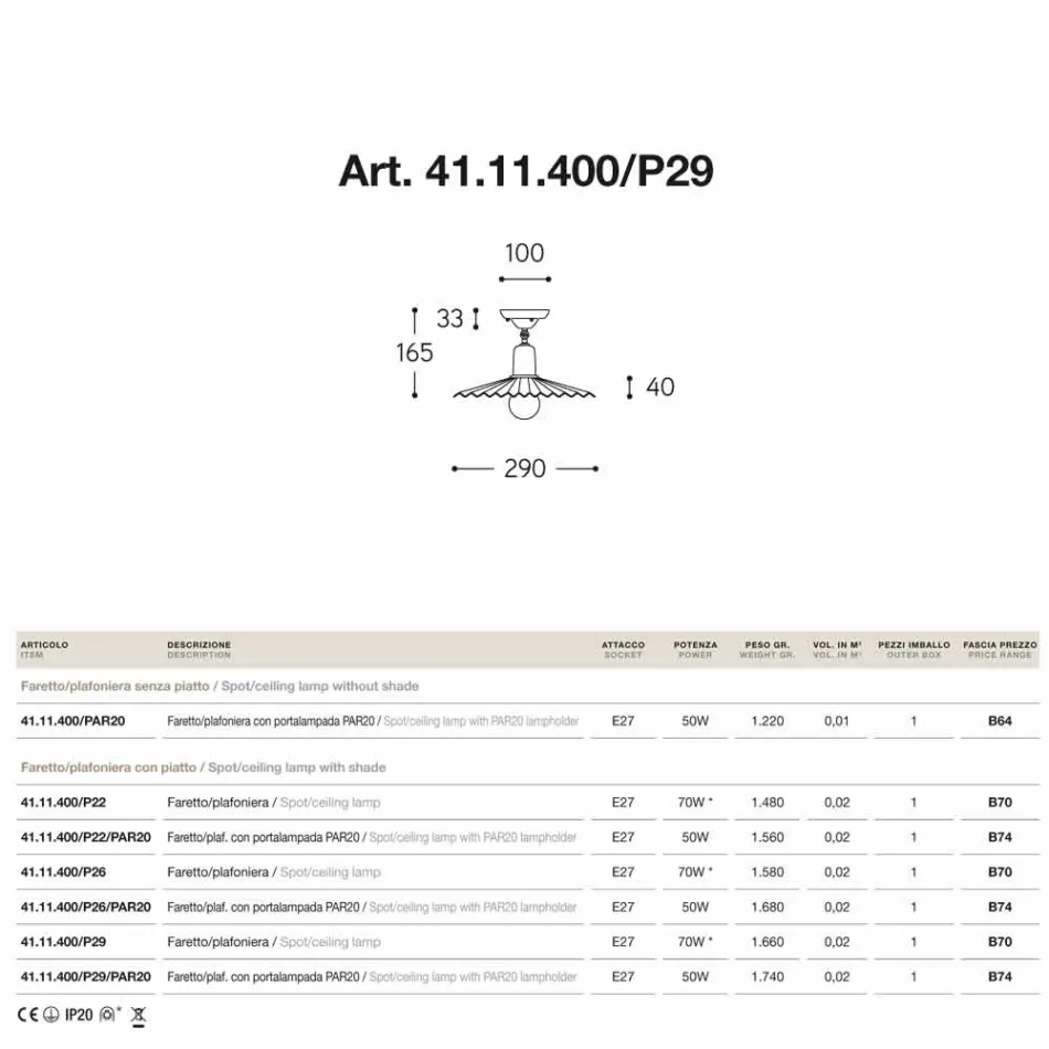 Dritë e rrallë e tavanit në bufën prej bronzi antike Viadurini