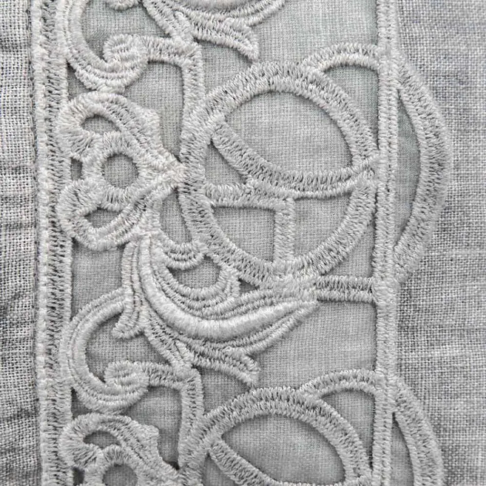 Këllëf jastëku prej liri italiane luksoze Sinergia Lace Gri - Stego Viadurini