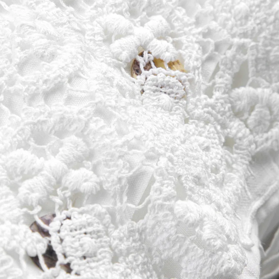 Këllëf jastëku prej liri me dantella të bardhë për shtrat me dizajn luksoz Prodhuar në Itali - Kiss Viadurini