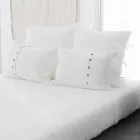 Këllëf jastëku prej liri me shkumës ose retro të lehtë me lidhëse me dizajn katror - Prisco Viadurini