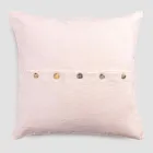 Këllëf jastëku katror me liri me ngjyra me kopsa të perlave Agoya - Mesdheu Viadurini