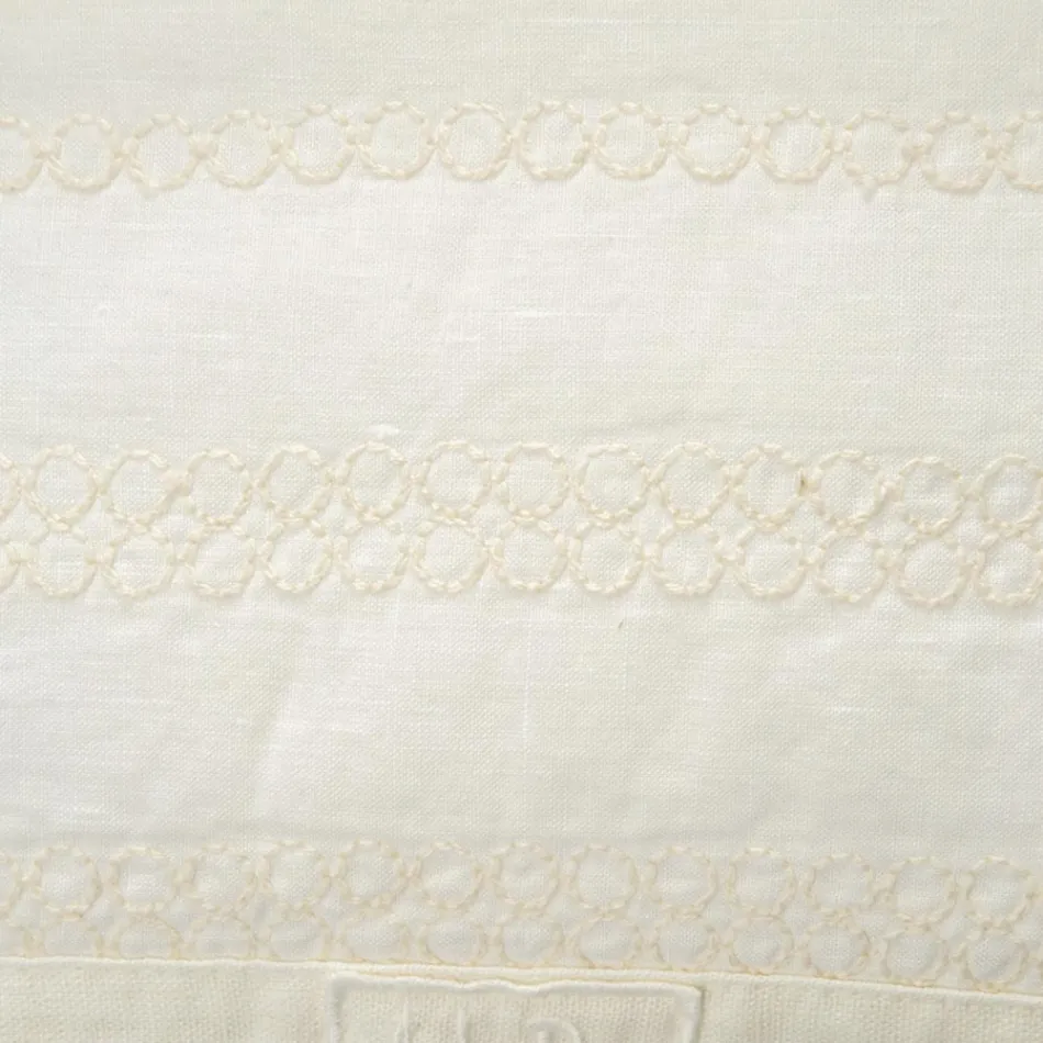 Këllëf jastëku katror me liri me shkumës ose dekorim retro me qëndisje sfere dhe kornizë - bërryl Viadurini