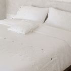 Këllëf jastëku katror me liri të bardhë të rëndë dhe lidhëse Prodhuar në Itali - Matero Viadurini