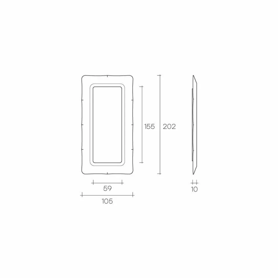 Pasqyrë dysheme / mur Fiam Italia Dorian 202x105cm prodhuar në Itali Viadurini