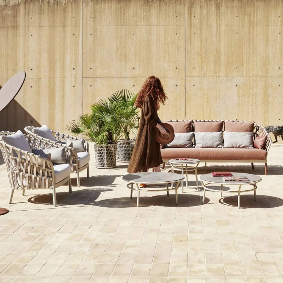 Mbjellëse me Strukturë Alumini dhe Endje Bezhe - Emma nga Varaschin Viadurini