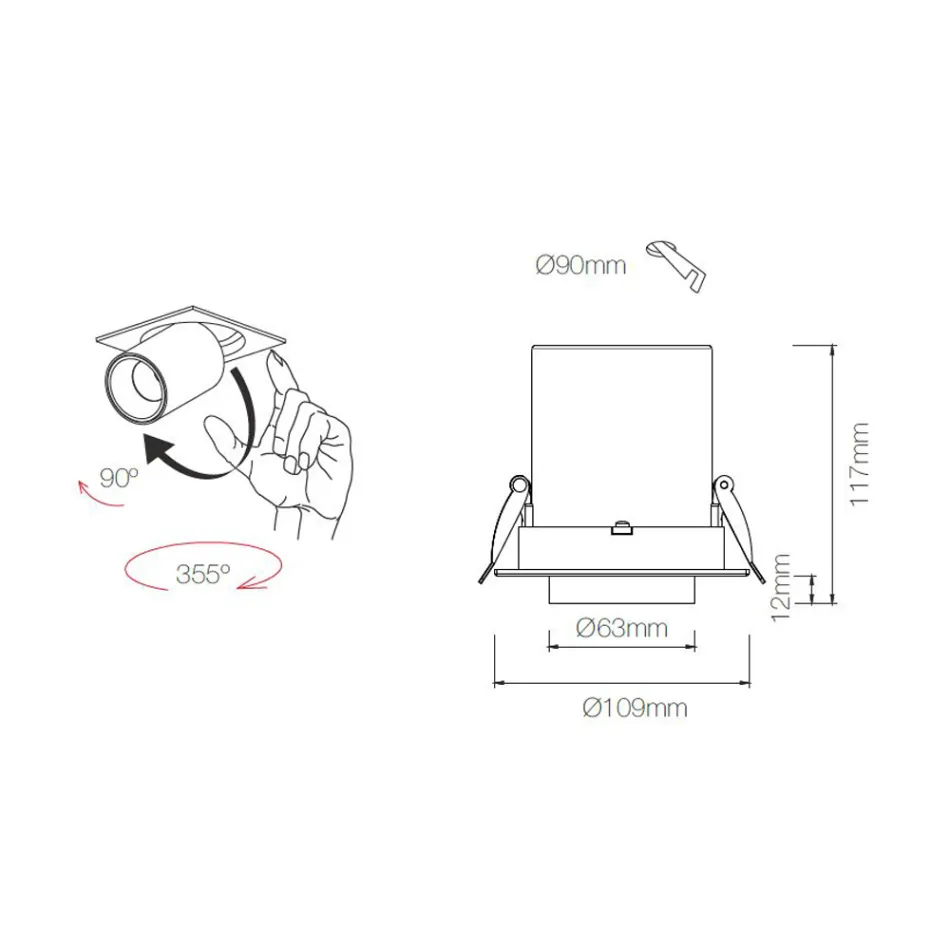 Fotoprojektor Led drite tavani te futur per ambiente te brendshme prej alumini - Etrusk Viadurini