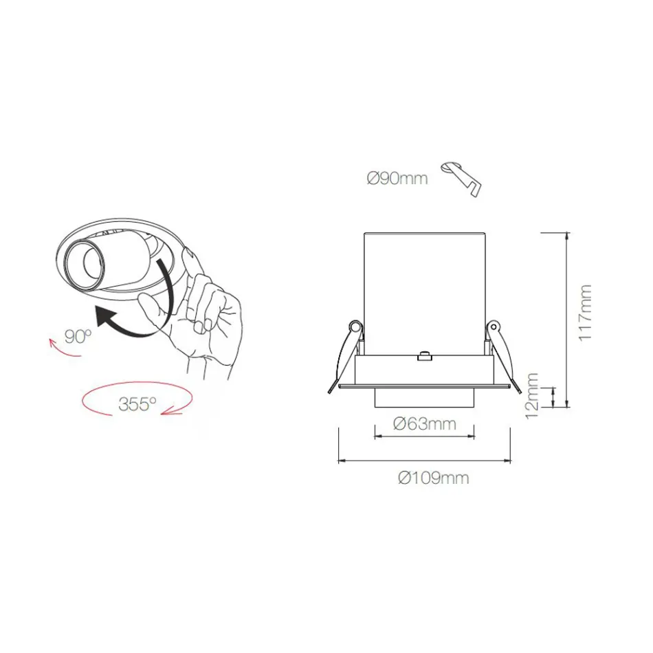 Fotoprojektor i brendshëm Dritë tavani i rregullueshëm Led në alumin - Etrusk Viadurini