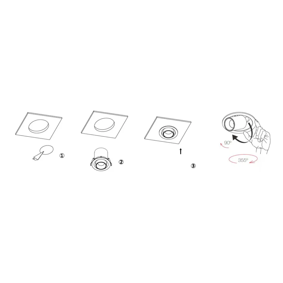 Dritë tavani Led e rregullueshme me fotoprojektor në 4 copë alumini - etrusk Viadurini