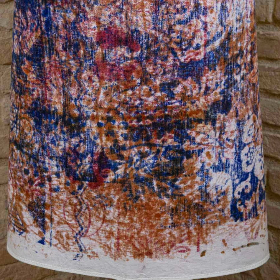 Vjollca e punuar me dorë italiane në pambuk me Manual Art Print - Markat Viadurini