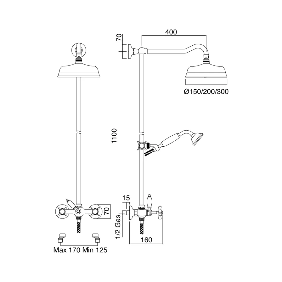 Grup dushi me shina rrëshqitëse në tunxh Vintage, Made in Italy – Katerina Viadurini