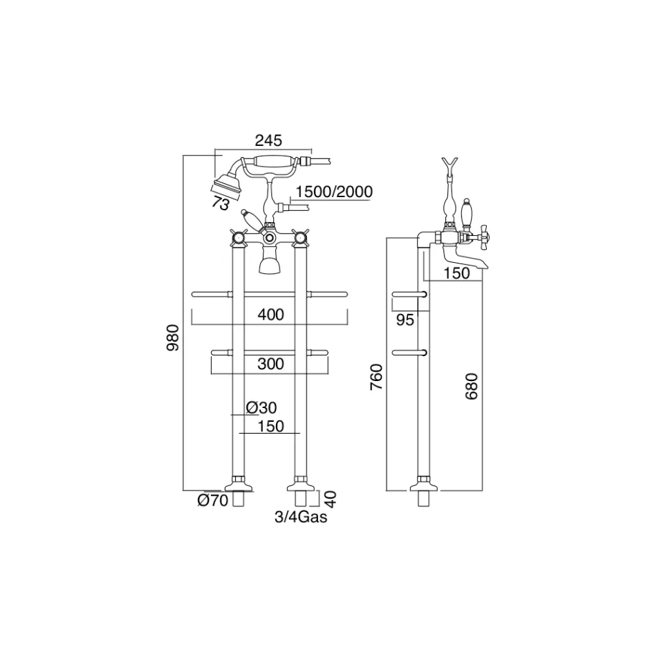 Grupi i vaskave për dysheme me dizajn Vintage në tunxh Prodhuar në Itali – Katerina Viadurini