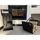 Seti i mjeteve të projektimit për fireplace në çelik të zi të bërë në Itali - Ostro Viadurini